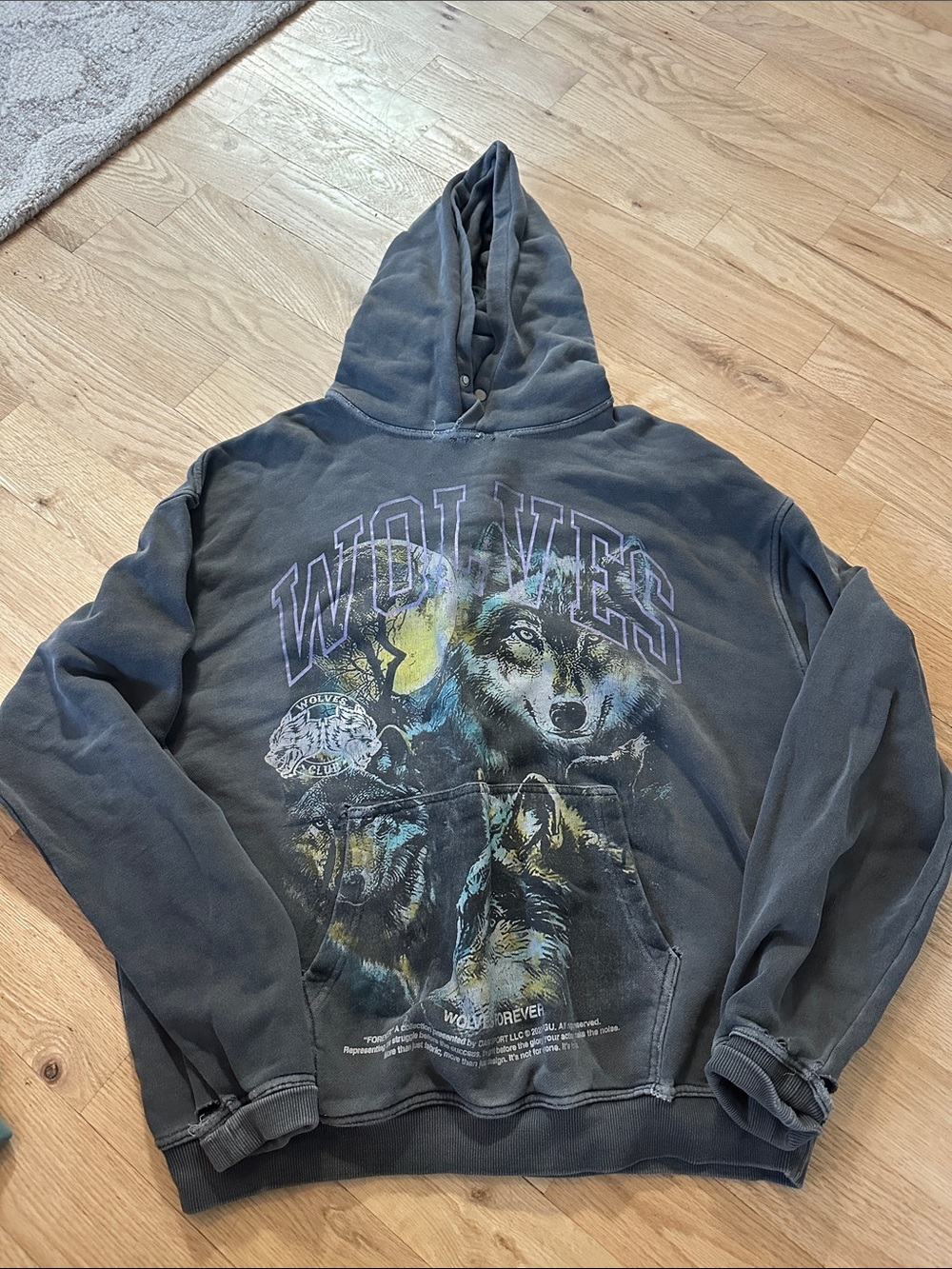 Wolves Graphic Hooded Sweatshirt - Charcoal Gray